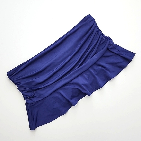 Lands' End Womens Swim Skirt Royal Blue Lined Bottom Gathered Fun Size  14 - Picture 4 of 9